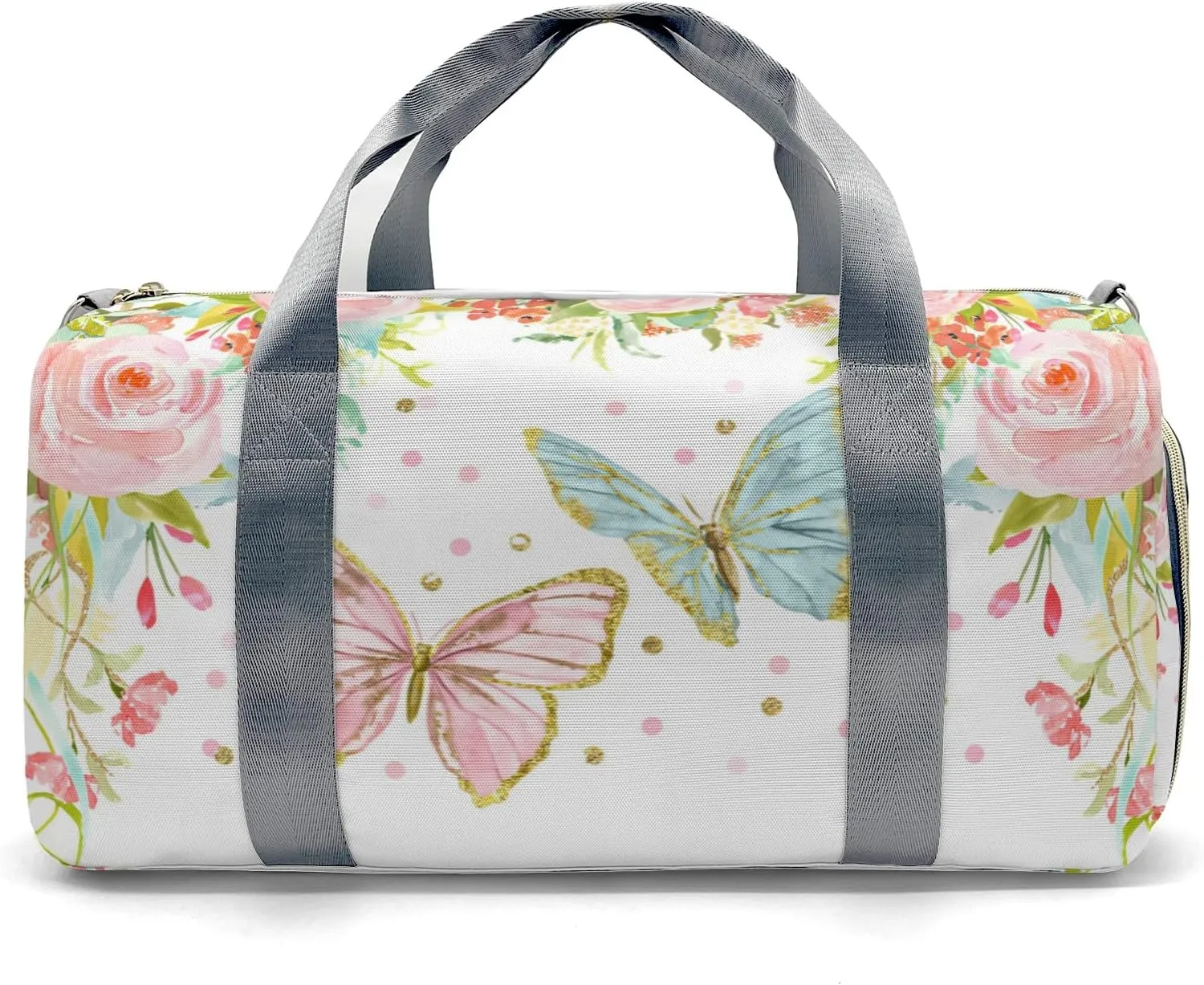 Personalized Sweet Floral Butterfly Dance Bag Girls Yoga Bag Dance Bag With Name,Patch Travel Duffel Bag Women Cheerleader Bag Sport Duffle Bag for Gym Ballet
