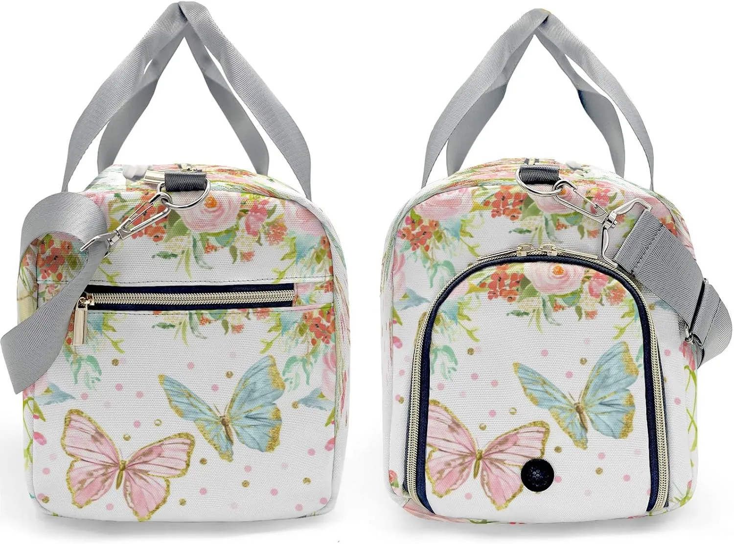 Personalized Sweet Floral Butterfly Dance Bag Girls Yoga Bag Dance Bag With Name,Patch Travel Duffel Bag Women Cheerleader Bag Sport Duffle Bag for Gym Ballet