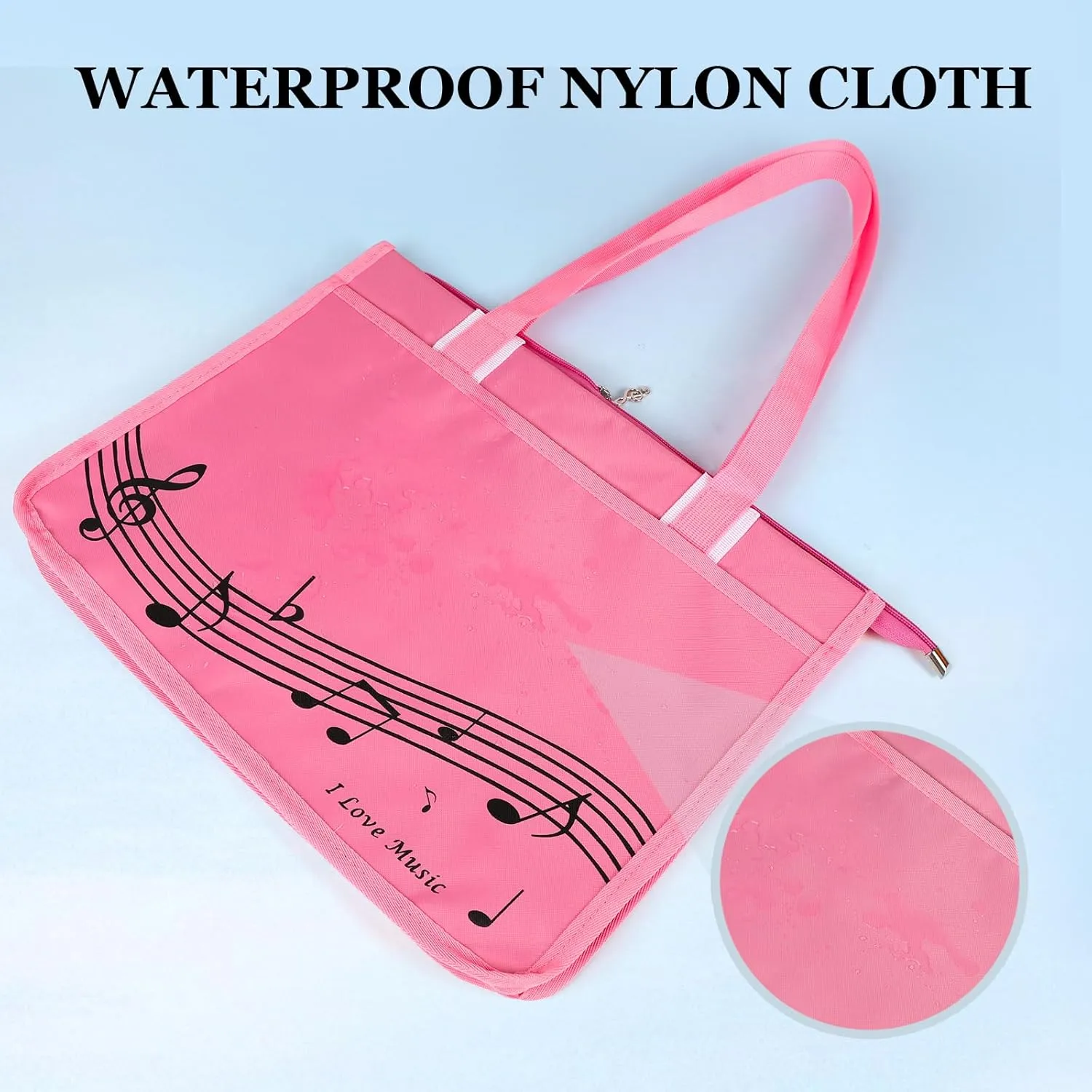 Piano Key Musical Note Tote Bag,Music Shoulder Handbag,Waterproof Nylon Cloth Womens Reusable Shopping Bags