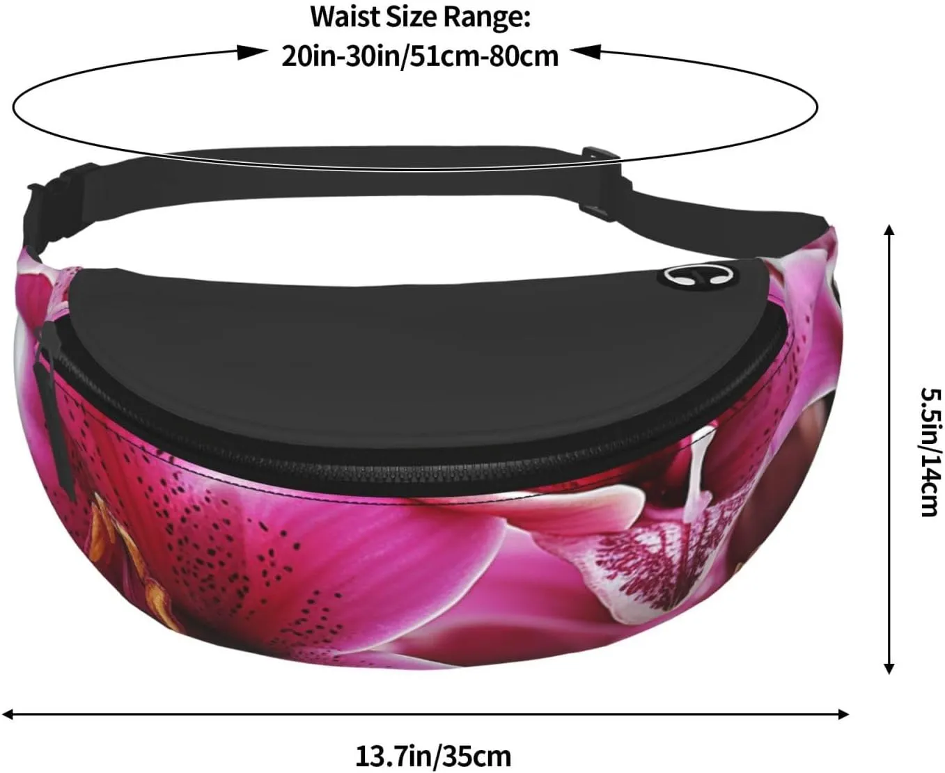 Pink Lily Flowers Fanny Pack for Man Women Waist Bag Adjustable Belt Casual Chest Bag Bum Bags for Travel Sports Running Hiking Waist Packs