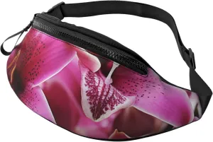 Pink Lily Flowers Fanny Pack for Man Women Waist Bag Adjustable Belt Casual Chest Bag Bum Bags for Travel Sports Running Hiking Waist Packs