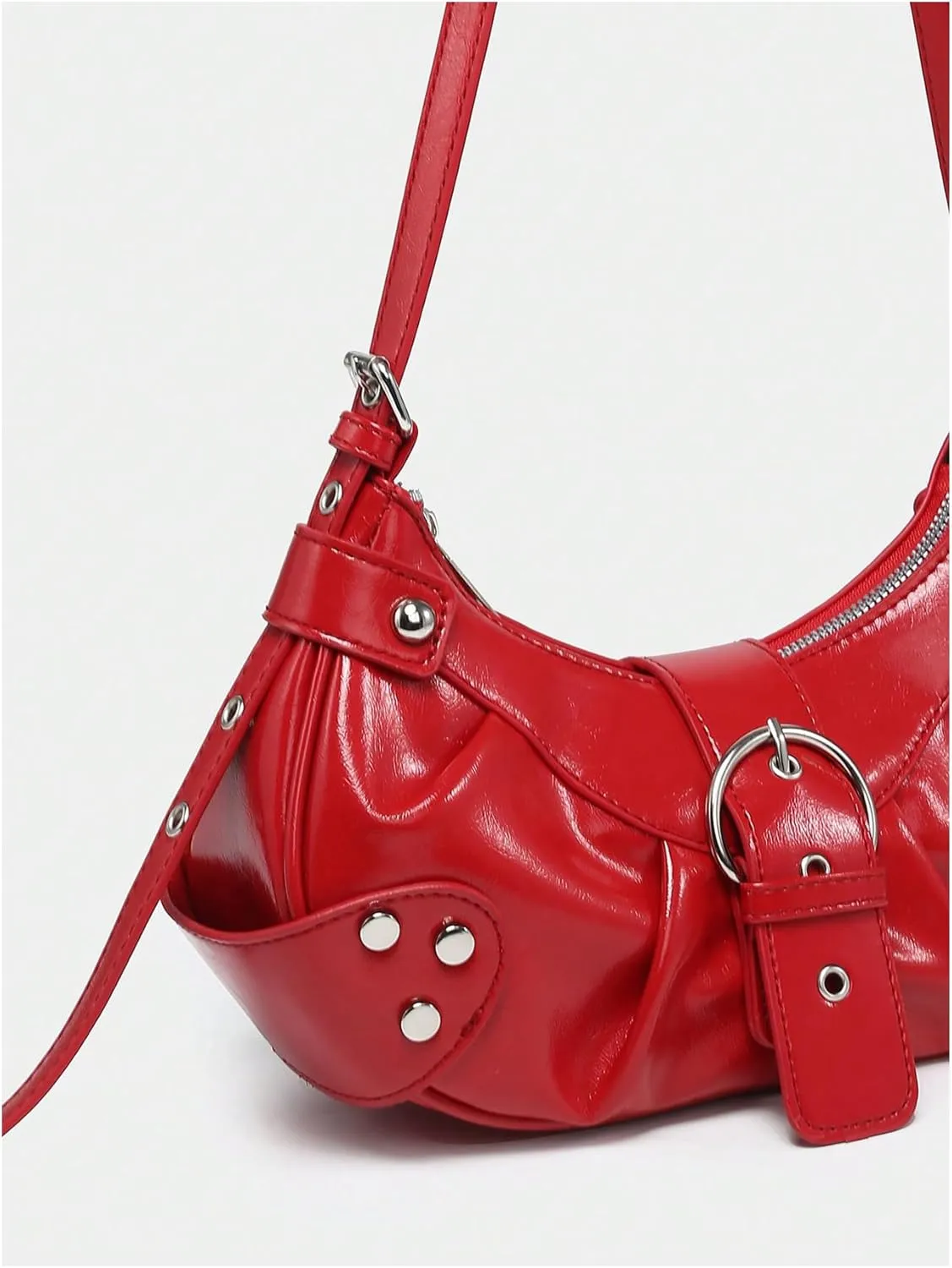 Pleated Hobo Shoulder Bag for Women Metallic Genuine Leather Clutch Purse Mini Handbag for Party or Evening Occasions