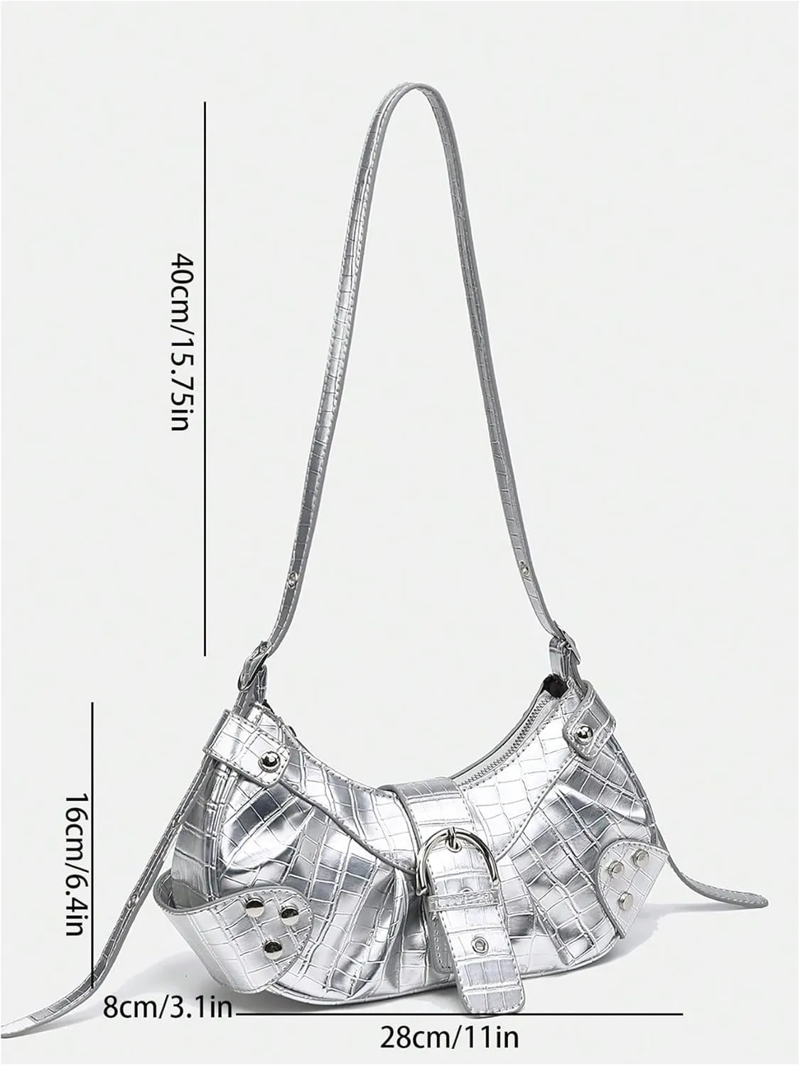 Pleated Hobo Shoulder Bag for Women Metallic Genuine Leather Clutch Purse Mini Handbag for Party or Evening Occasions