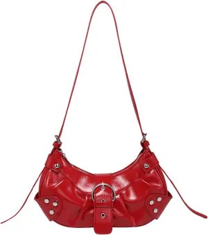 Pleated Hobo Shoulder Bag for Women Metallic Genuine Leather Clutch Purse Mini Handbag for Party or Evening Occasions