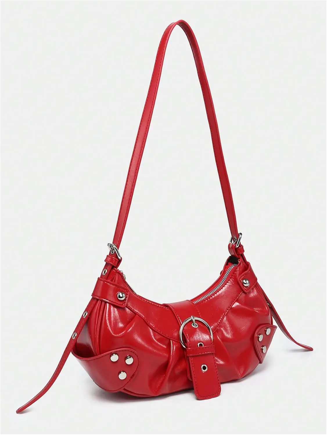 Pleated Hobo Shoulder Bag for Women Metallic Genuine Leather Clutch Purse Mini Handbag for Party or Evening Occasions