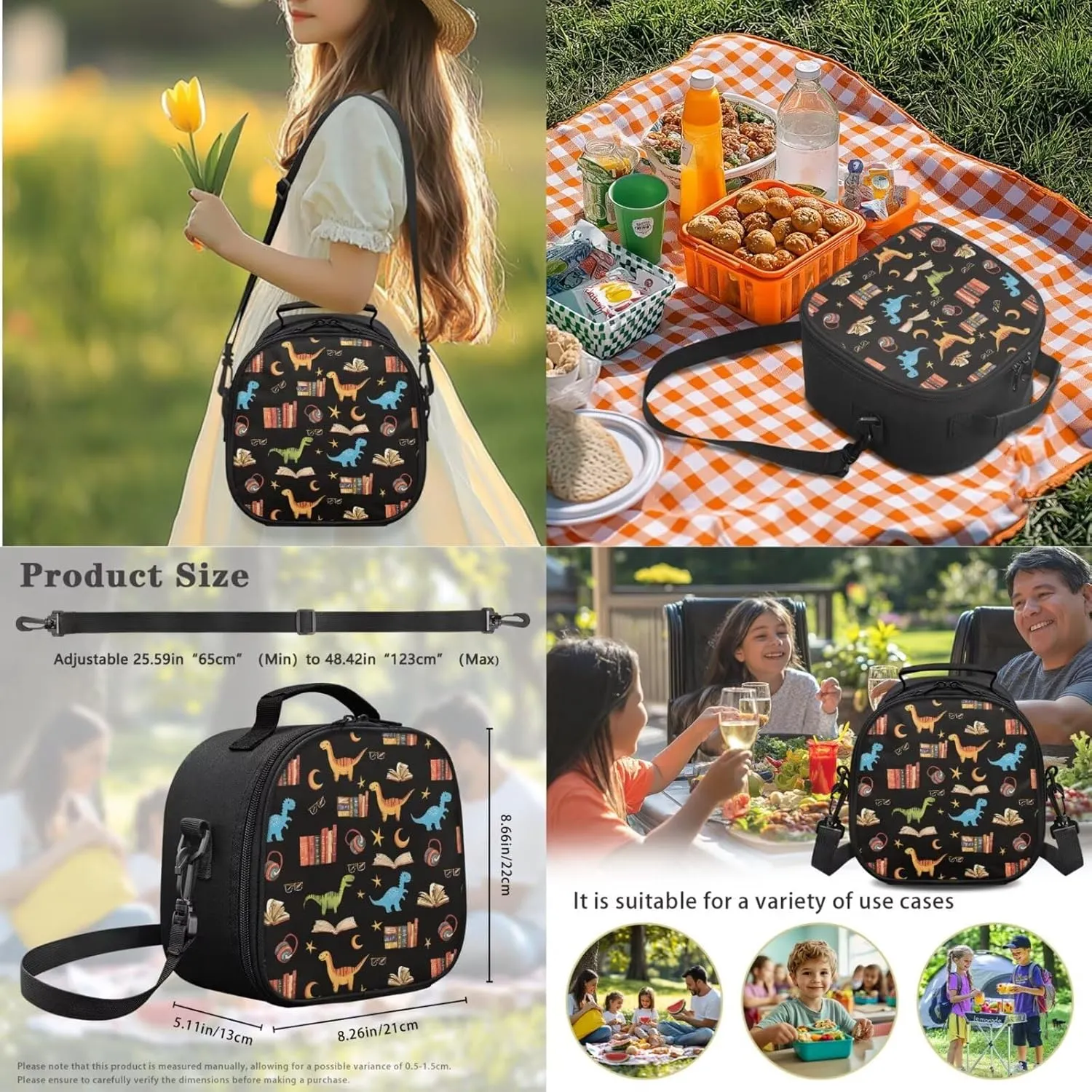 Poceacles Boys School Backpack Set 4 Piece Set Including School Bag, Insulated Lunch Bag, Water Bottle Holder, Pencil Case Students Travel Backpacks, Dinosaur Book Star Headphone Pattern