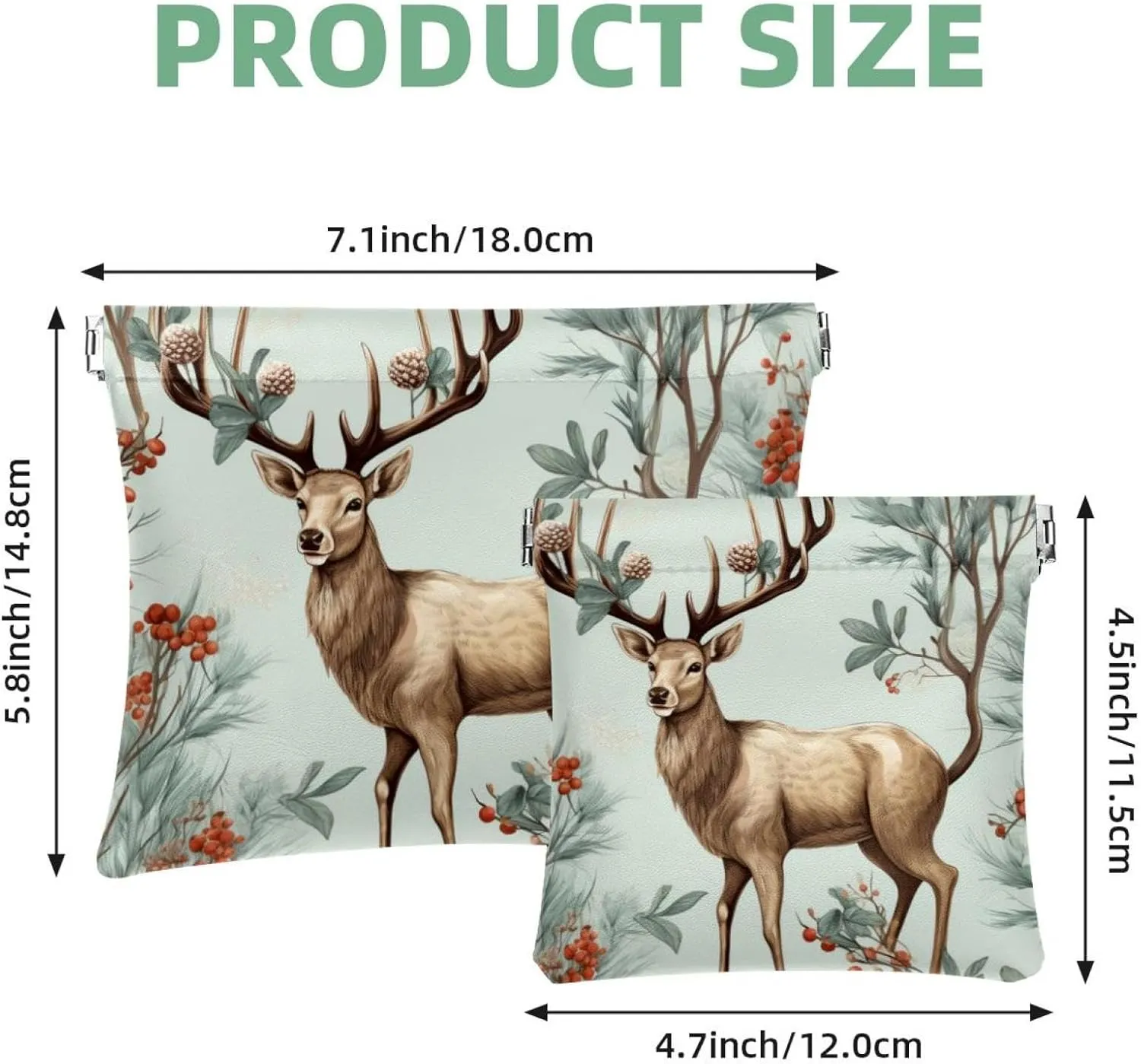Pocket Cosmetic Bag Squeeze Top, Cute Christmas Elk-1837 Waterproof Travel Makeup Bag for Purse, Portable Mini Makeup Pouch No Zipper for Women