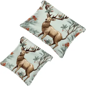 Pocket Cosmetic Bag Squeeze Top, Cute Christmas Elk-1837 Waterproof Travel Makeup Bag for Purse, Portable Mini Makeup Pouch No Zipper for Women