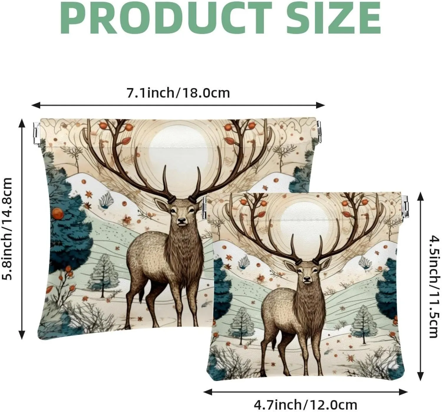 Pocket Cosmetic Bag Squeeze Top, Cute Christmas Elk-1869 Waterproof Travel Makeup Bag for Purse, Portable Mini Makeup Pouch No Zipper for Women