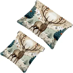 Pocket Cosmetic Bag Squeeze Top, Cute Christmas Elk-1869 Waterproof Travel Makeup Bag for Purse, Portable Mini Makeup Pouch No Zipper for Women