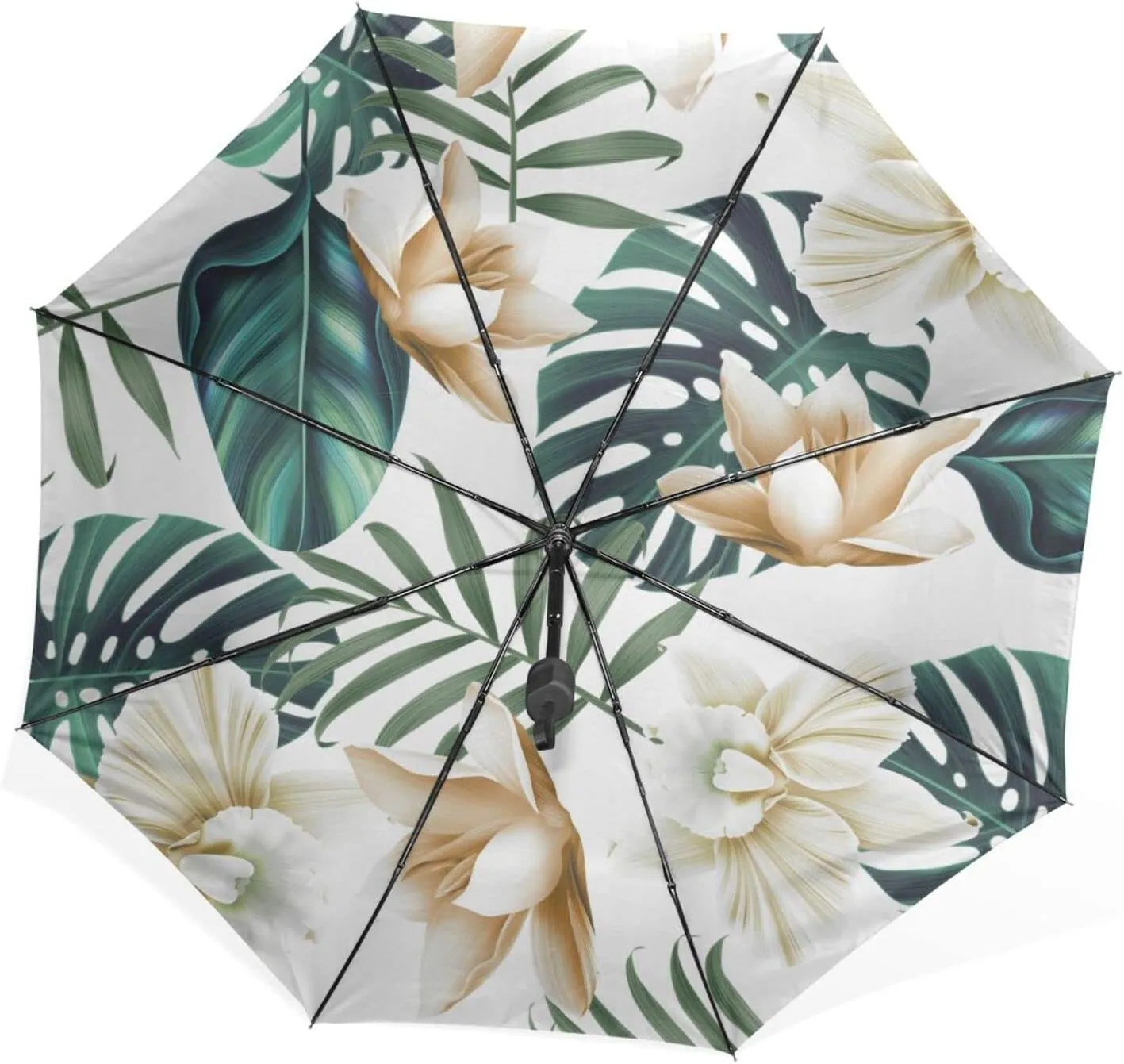 Poeticcity Rain Travel Umbrella, Hand Open Close Windproof Waterproof Folding Umbrella, Compact Canopy Strong Ray Parasol Umbrella