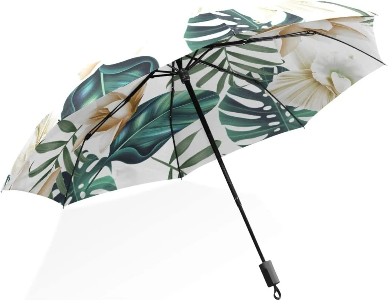 Poeticcity Rain Travel Umbrella, Hand Open Close Windproof Waterproof Folding Umbrella, Compact Canopy Strong Ray Parasol Umbrella