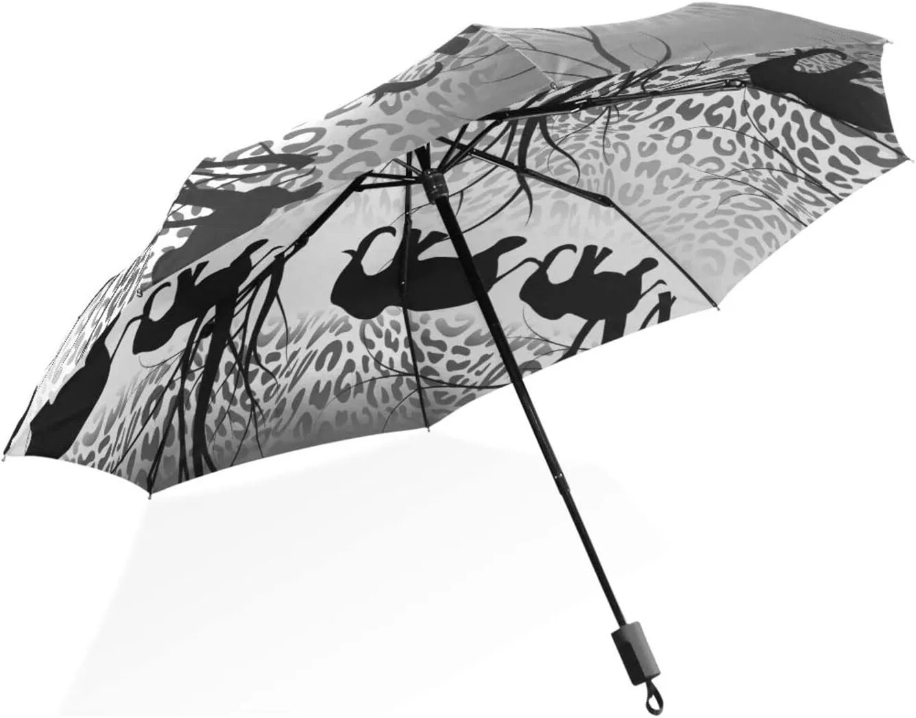 Poeticcity Rain Travel Umbrella, Hand Open Close Windproof Waterproof Folding Umbrella, Compact Canopy Strong Ray Parasol Umbrella