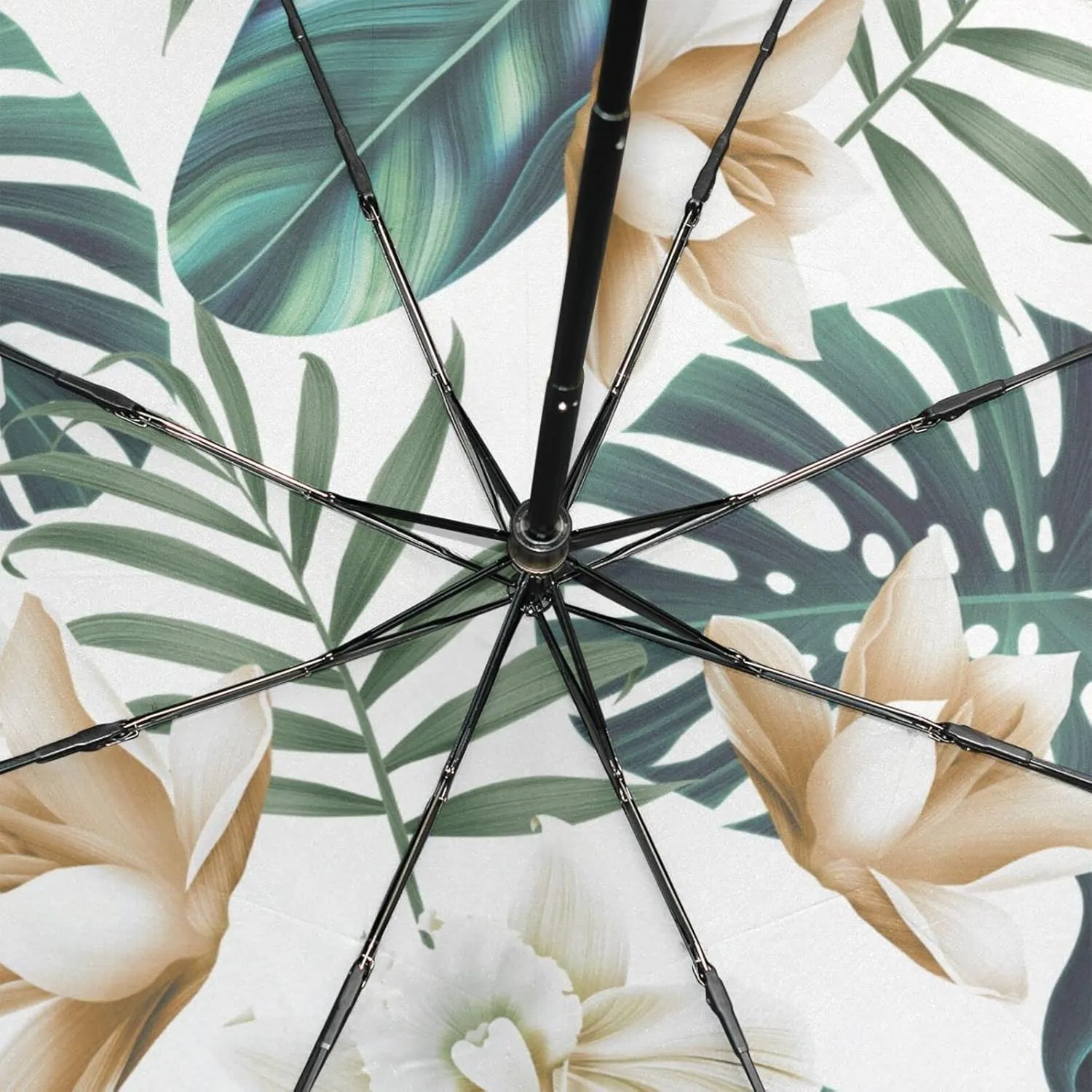 Poeticcity Rain Travel Umbrella, Hand Open Close Windproof Waterproof Folding Umbrella, Compact Canopy Strong Ray Parasol Umbrella