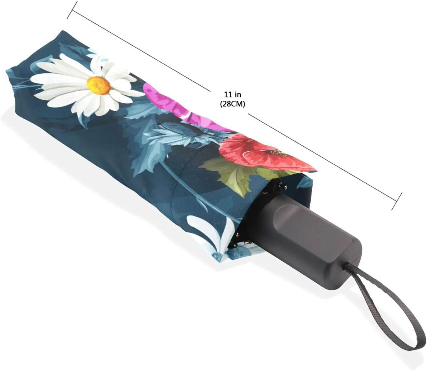 Poeticcity Rain Travel Umbrella, Hand Open Close Windproof Waterproof Folding Umbrella, Compact Canopy Strong Ray Parasol Umbrella