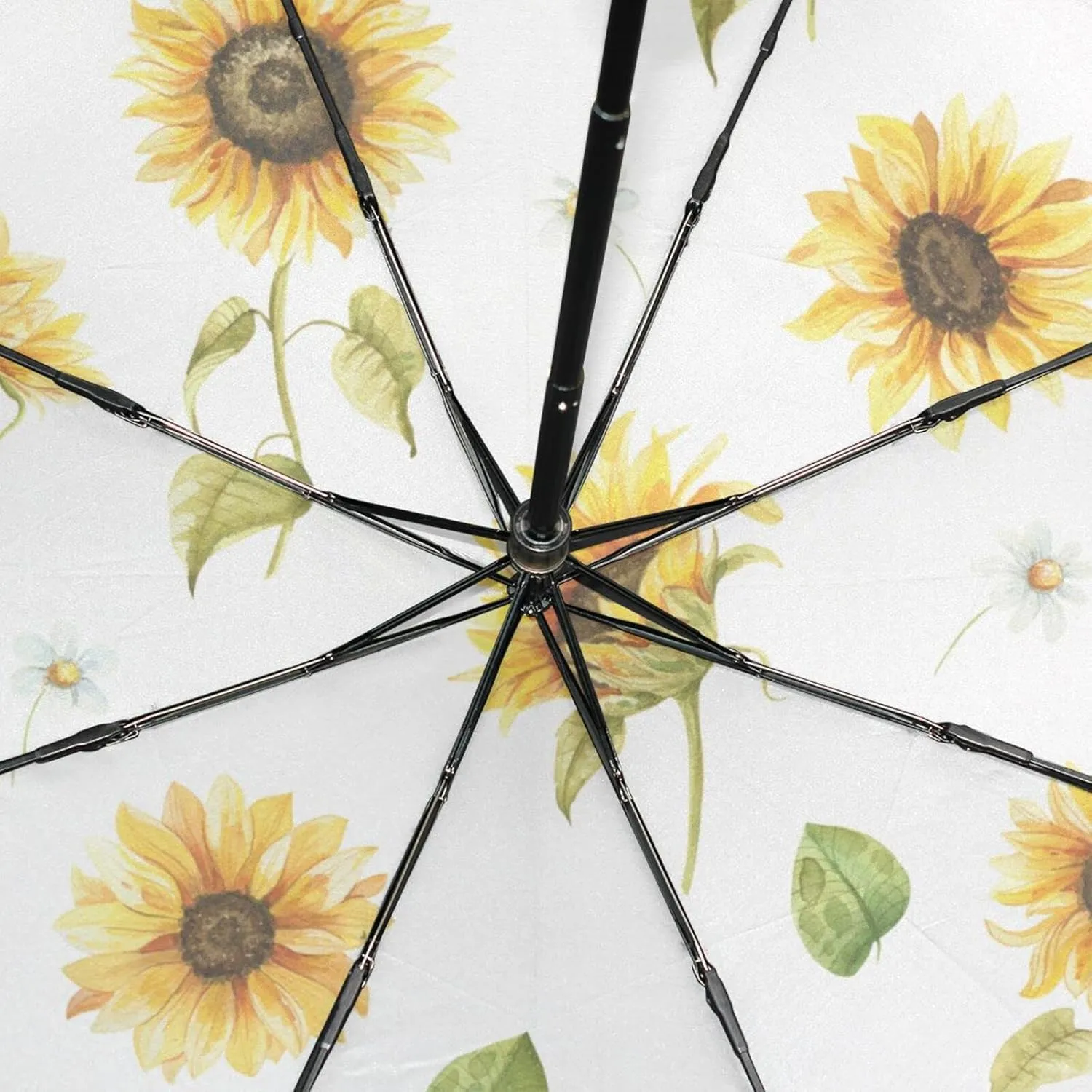 Poeticcity Rain Travel Umbrella, Hand Open Close Windproof Waterproof Folding Umbrella, Compact Canopy Strong Ray Parasol Umbrella