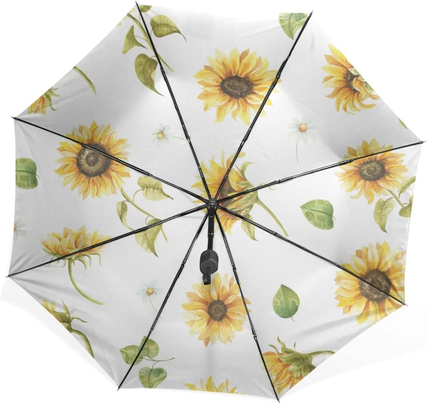 Poeticcity Rain Travel Umbrella, Hand Open Close Windproof Waterproof Folding Umbrella, Compact Canopy Strong Ray Parasol Umbrella