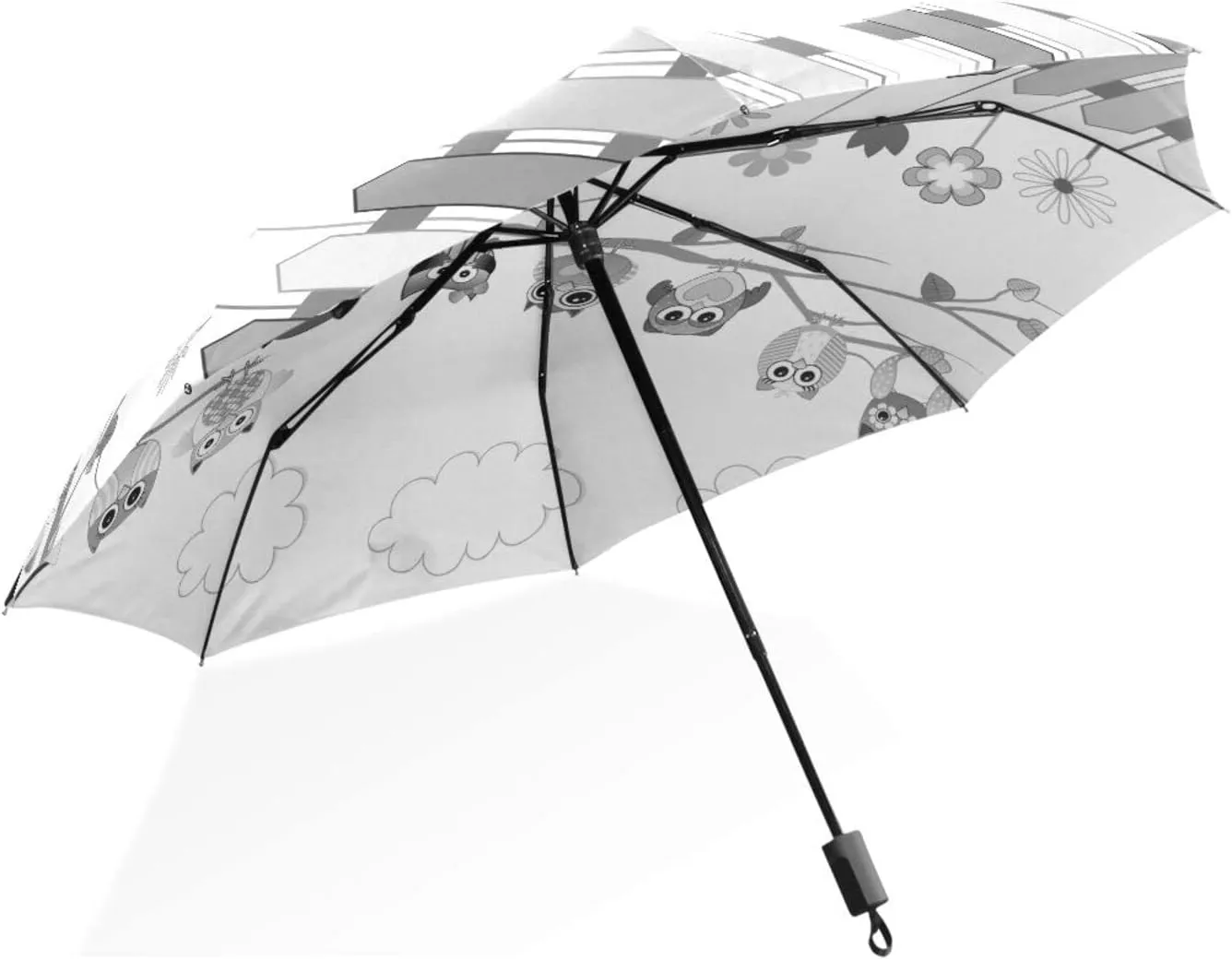 Poeticcity Rain Travel Umbrella, Hand Open Close Windproof Waterproof Folding Umbrella, Compact Canopy Strong Ray Parasol Umbrella