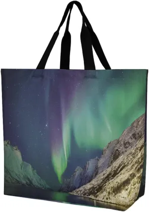 Pole Light Aurora Women's Shoulder Work Tote Bag Shopping Bags Grocery Handbags Travel Bench
