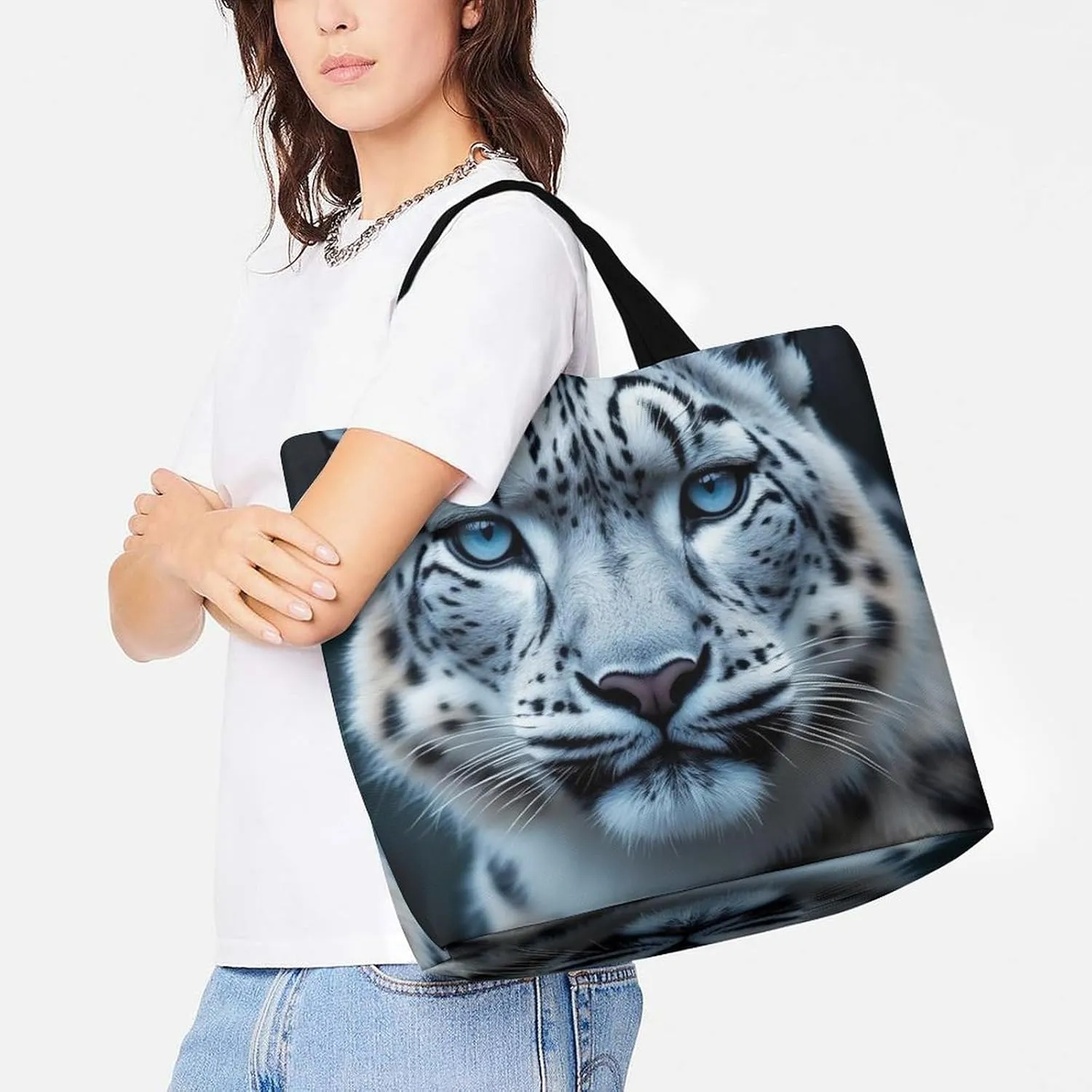 Portable Grocery Shoulder Bag for Women Casual Reusable Shopping Bag Large Tote Bags