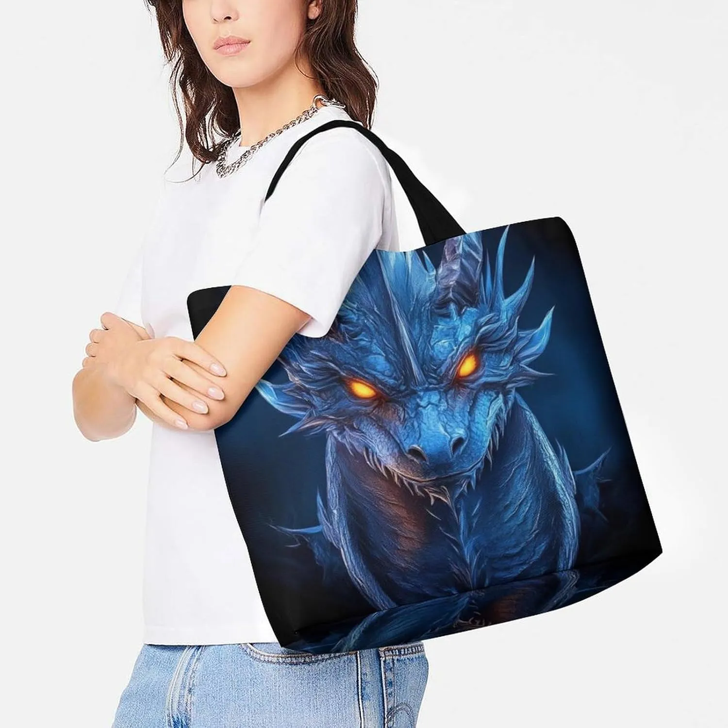 Portable Grocery Shoulder Bag for Women Casual Reusable Shopping Bag Large Tote Bags