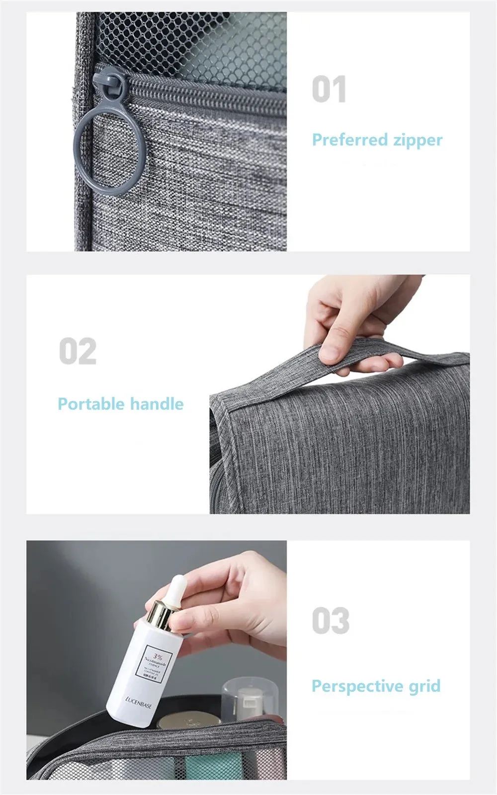 Portable Hanging Toiletry Bag – Waterproof Travel Cosmetic Organizer for Men & Women, Large Capacity Makeup Case