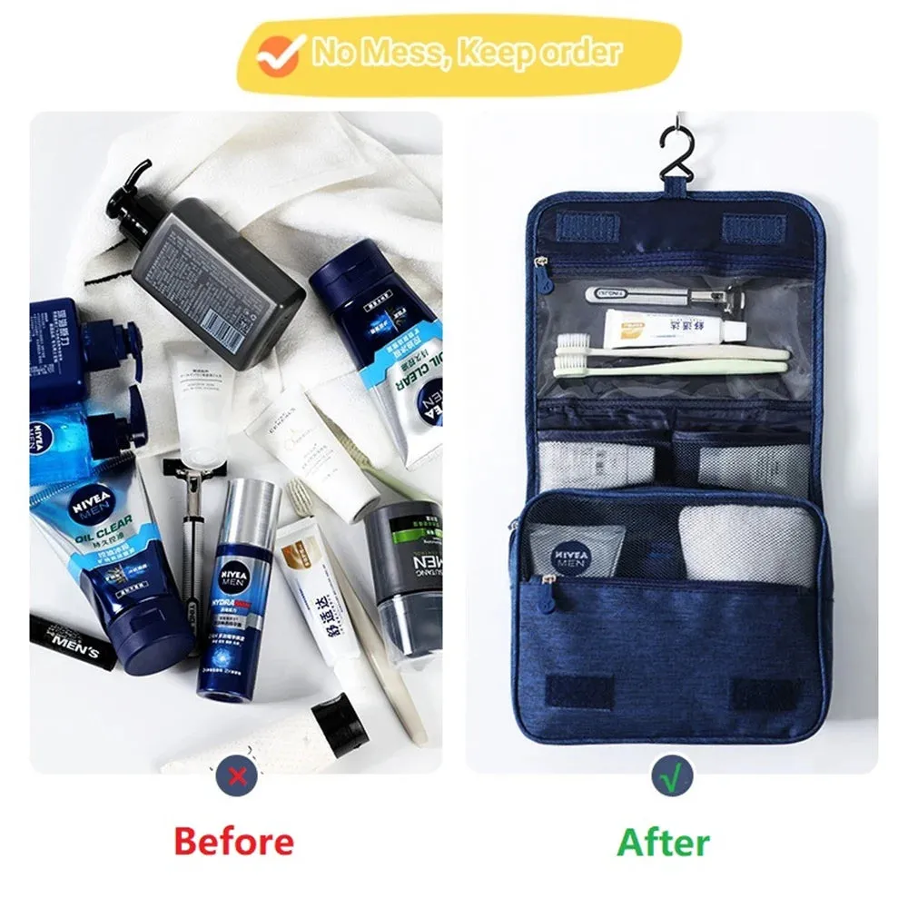 Portable Hanging Toiletry Bag – Waterproof Travel Cosmetic Organizer for Men & Women, Large Capacity Makeup Case