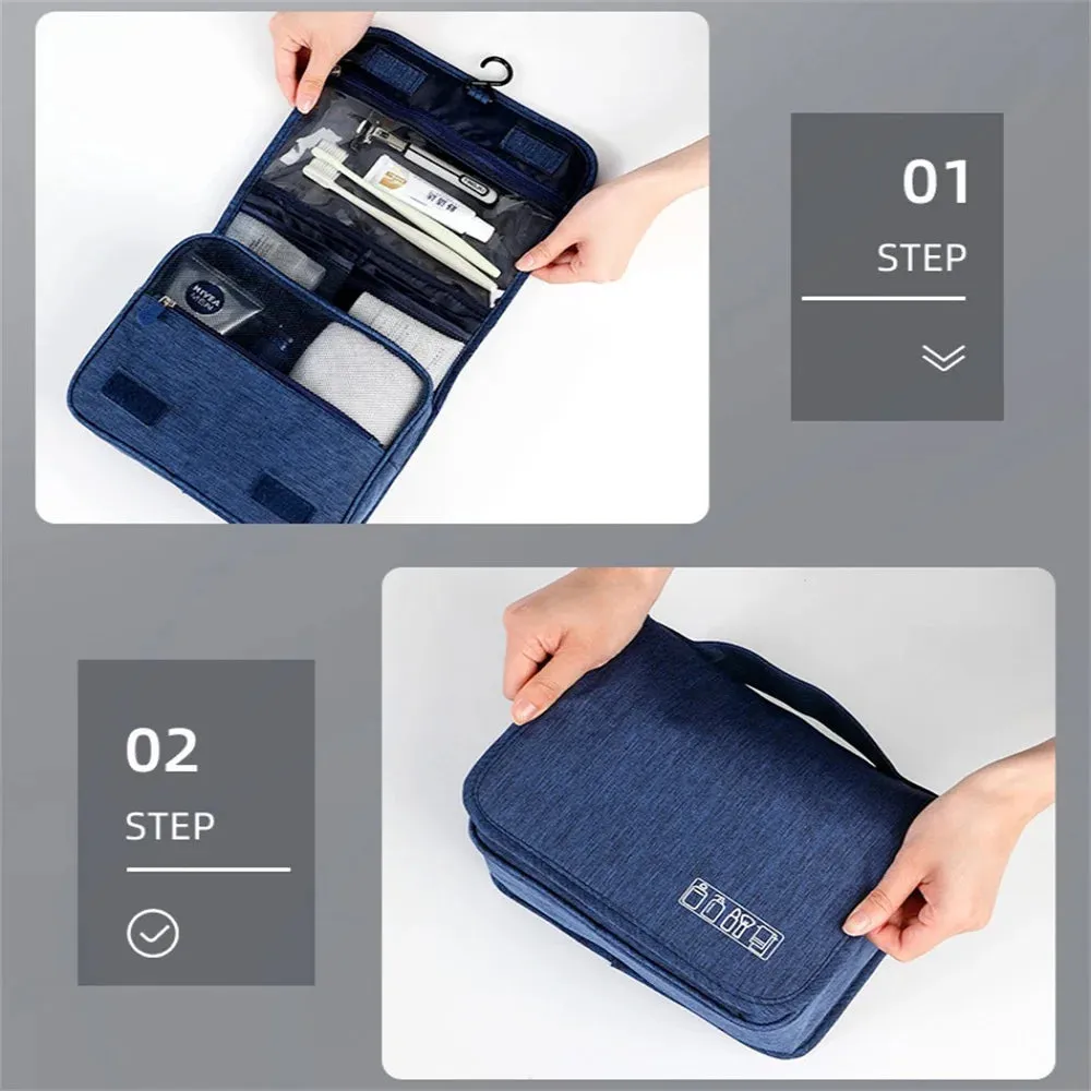 Portable Hanging Toiletry Bag – Waterproof Travel Cosmetic Organizer for Men & Women, Large Capacity Makeup Case