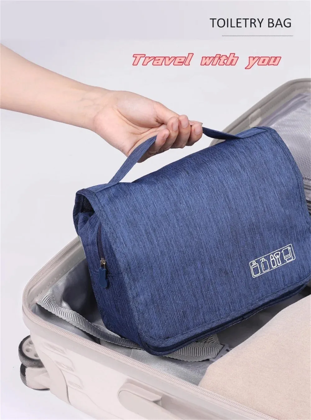 Portable Hanging Toiletry Bag – Waterproof Travel Cosmetic Organizer for Men & Women, Large Capacity Makeup Case