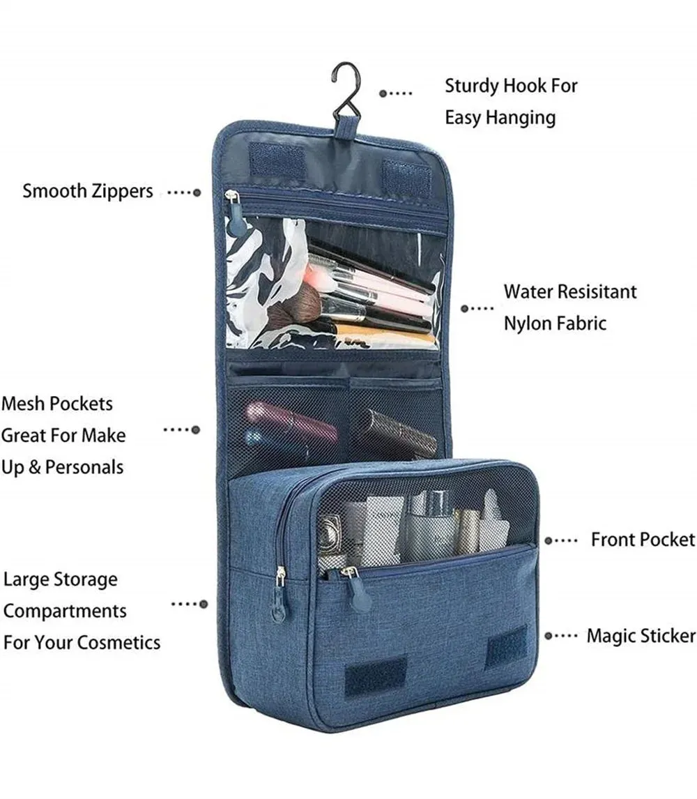 Portable Hanging Toiletry Bag – Waterproof Travel Cosmetic Organizer for Men & Women, Large Capacity Makeup Case