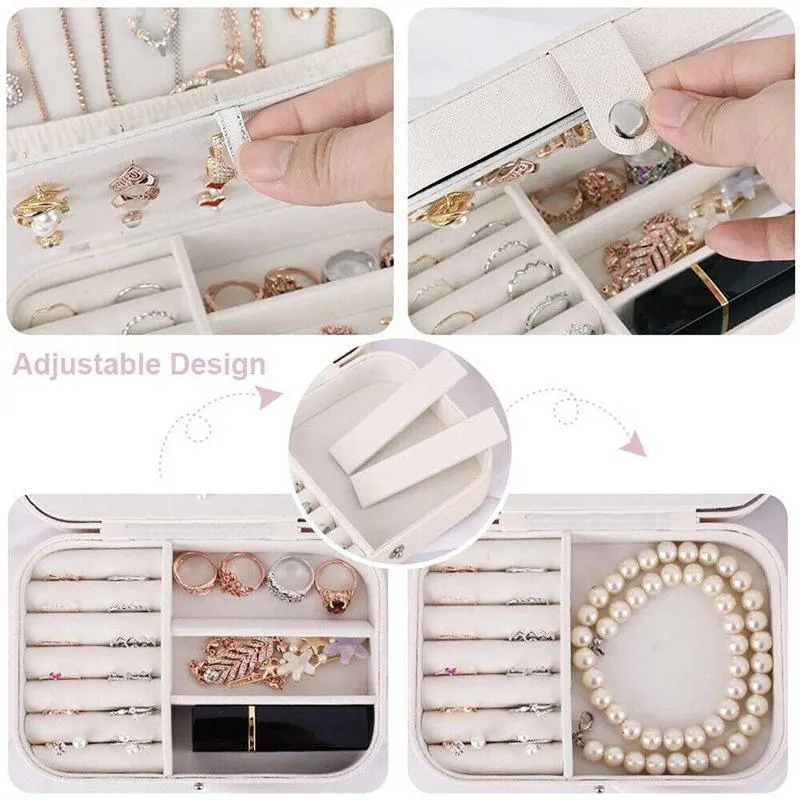 Portable Jewelry Box 1PC 2Colours PU Leather