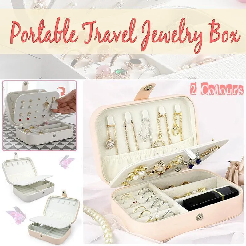 Portable Jewelry Box 1PC 2Colours PU Leather