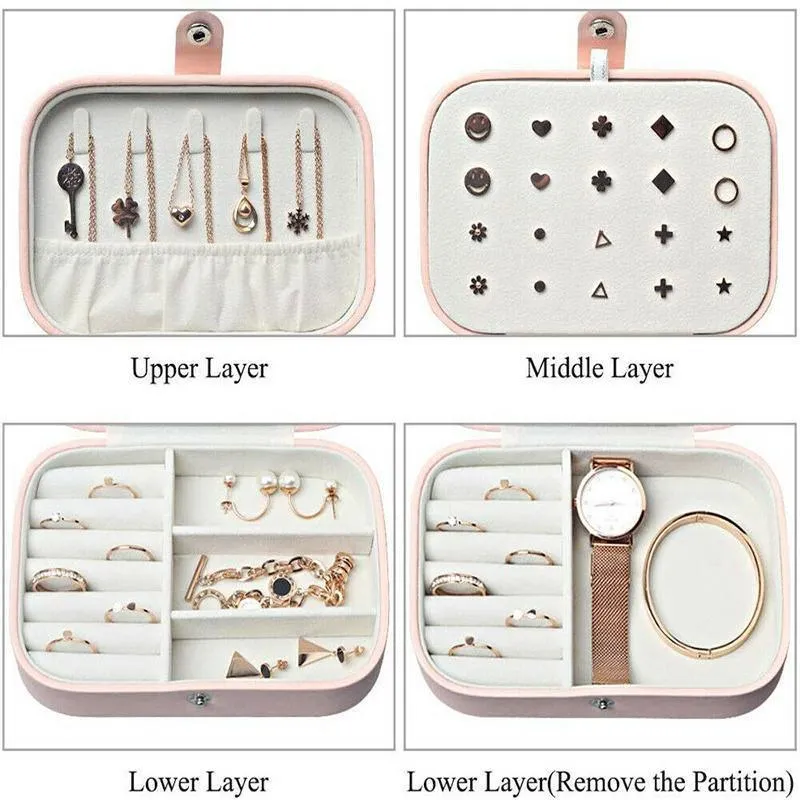 Portable Jewelry Box 1PC 2Colours PU Leather