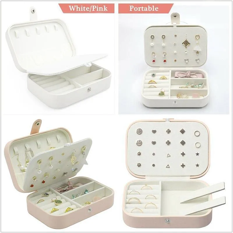 Portable Jewelry Box 1PC 2Colours PU Leather