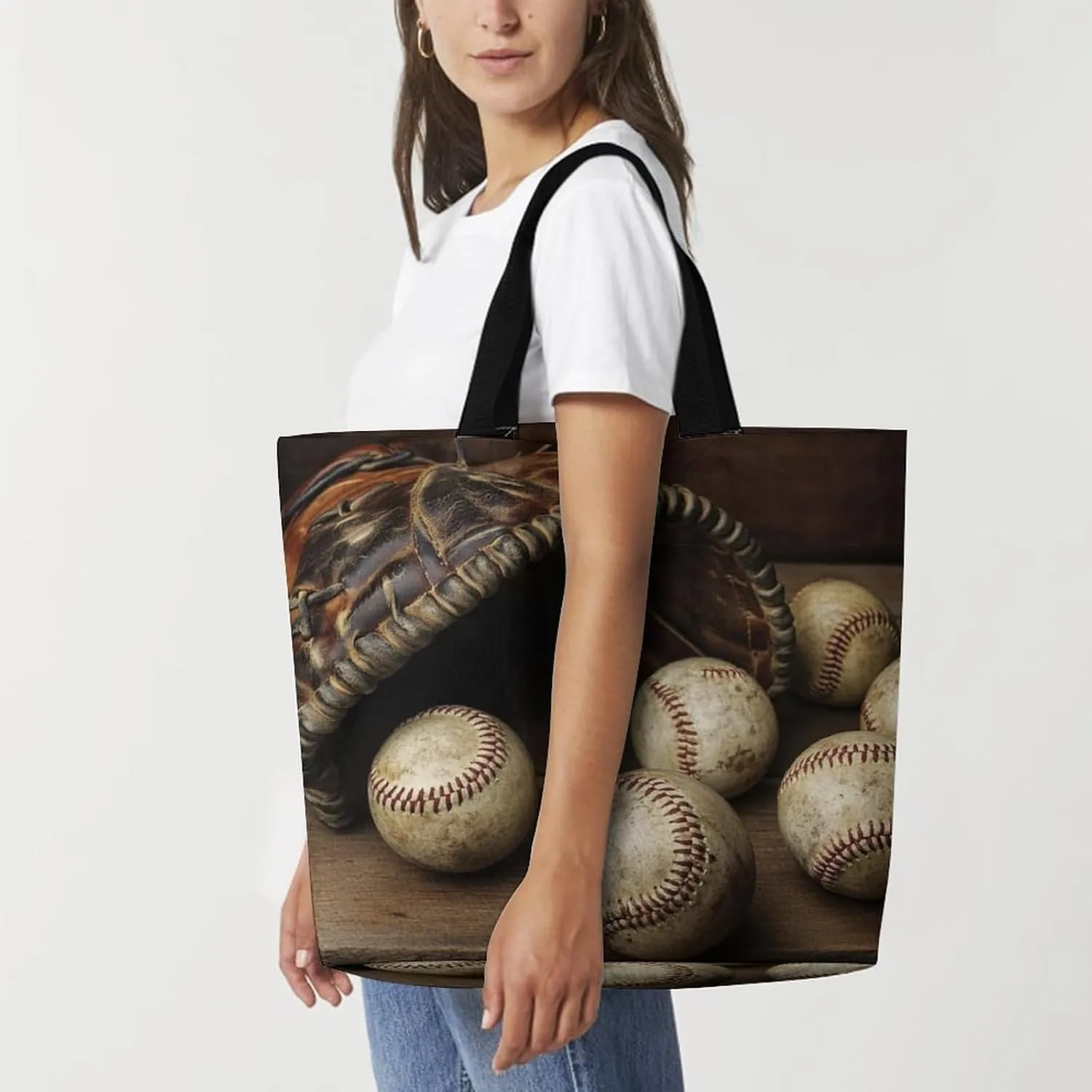 Portable Large Tote Bag for Women, Reusable Grocery Shoulder Bag Multipurpose Shopping Bags