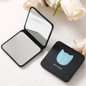 Portable Mini Makeup Mirror Double Sided Square Mirror Handheld Folding Mirror Mini Pocket Mirror (Color : D, Size