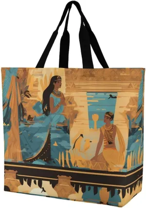 Posters Ancient Egyptian Art And Culture Reusable Grocery Bag Foldable Shopping Bags Tote Bags Shoulder Bag for Work Travel 40x40x16cm
