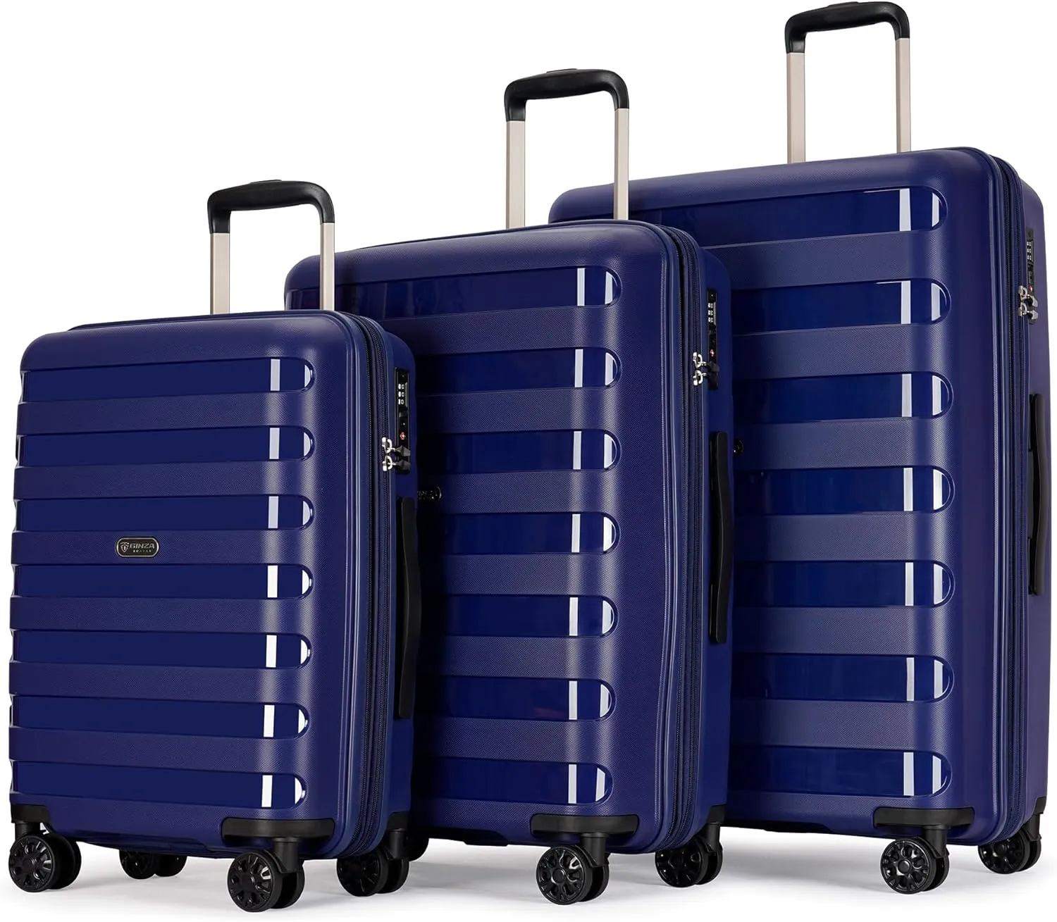 PP material 3-piece expandable luggage sets with Spinner Wheels， Suitcase with TSA Lock，Large Luggage for Family Travel carry on 20/24/28，Blue color