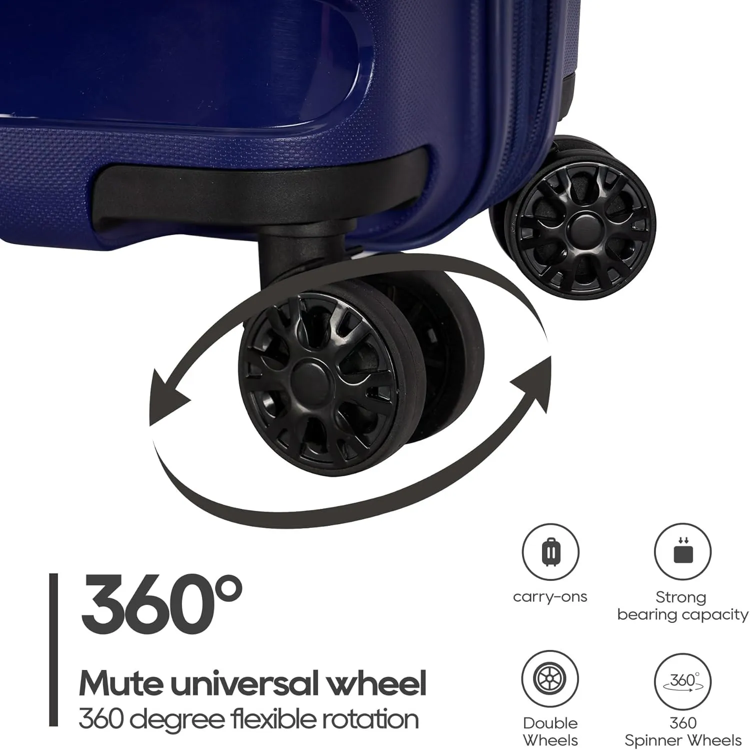 PP material 3-piece expandable luggage sets with Spinner Wheels， Suitcase with TSA Lock，Large Luggage for Family Travel carry on 20/24/28，Blue color