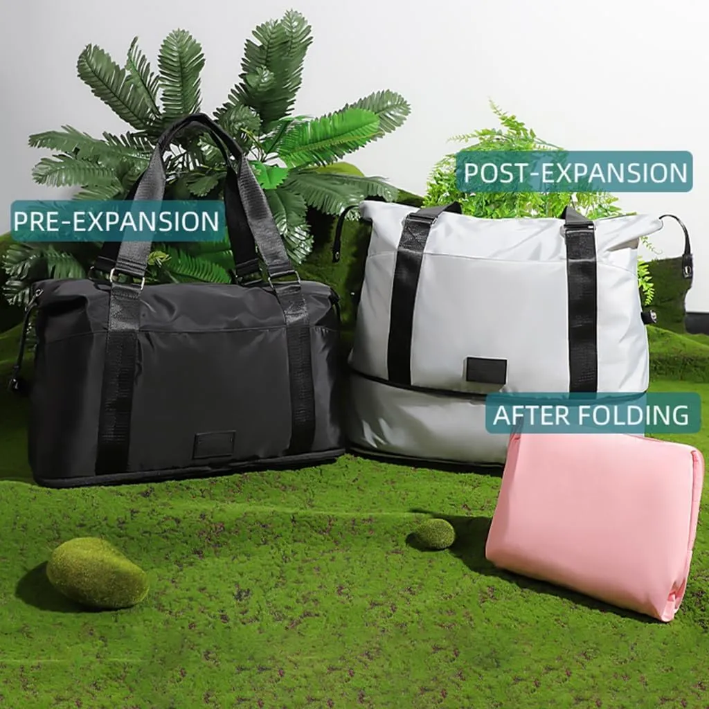 Practical Travel Bag With Ample Space Foldable Handbag Casual Expandable Shoulder Bags For Packing