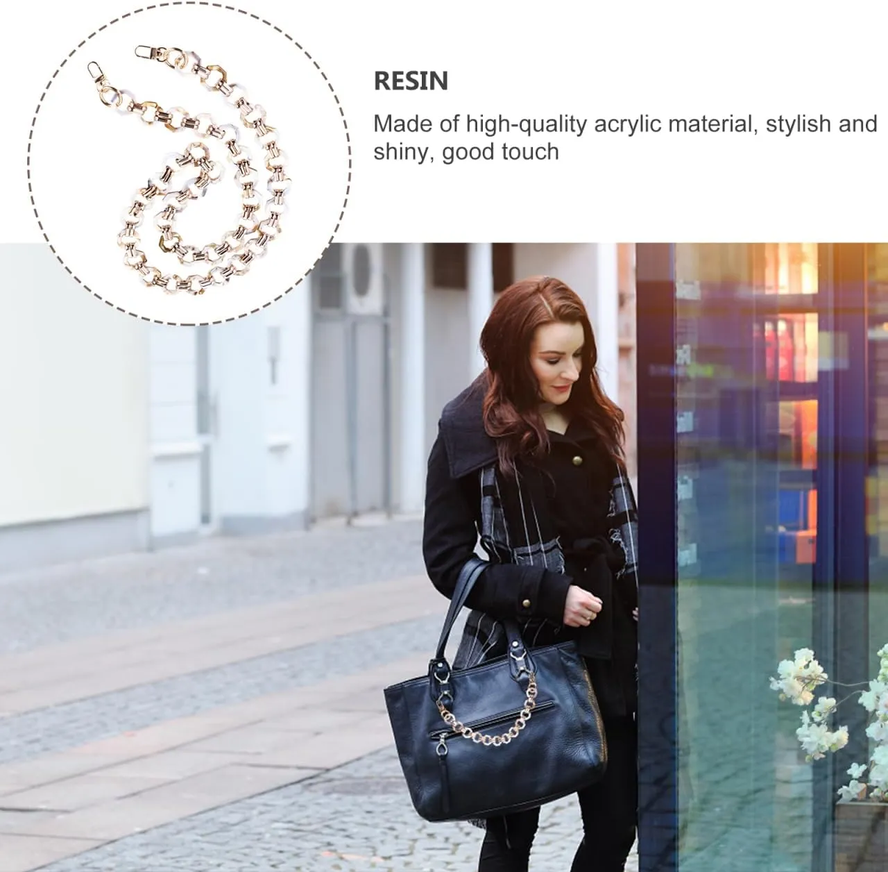 PRETYZOOM Bag Strap Handle Replacement Octagonal Buckle Resin Chain Fashionable Accessory for Handbag Shoulder Bag