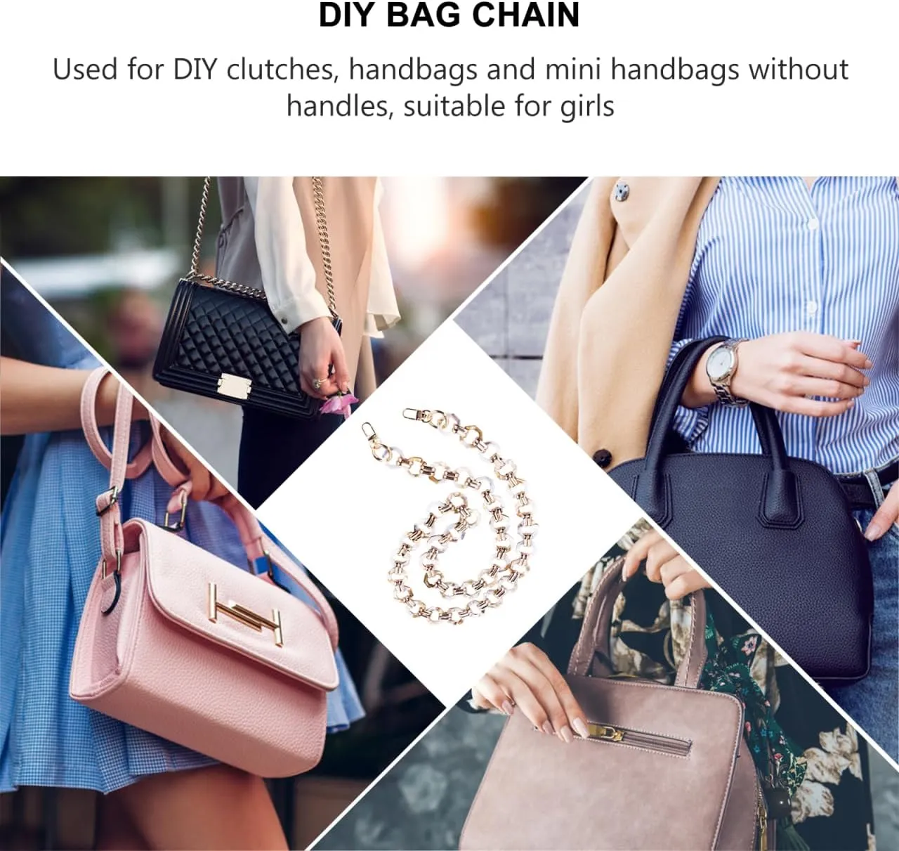 PRETYZOOM Bag Strap Handle Replacement Octagonal Buckle Resin Chain Fashionable Accessory for Handbag Shoulder Bag