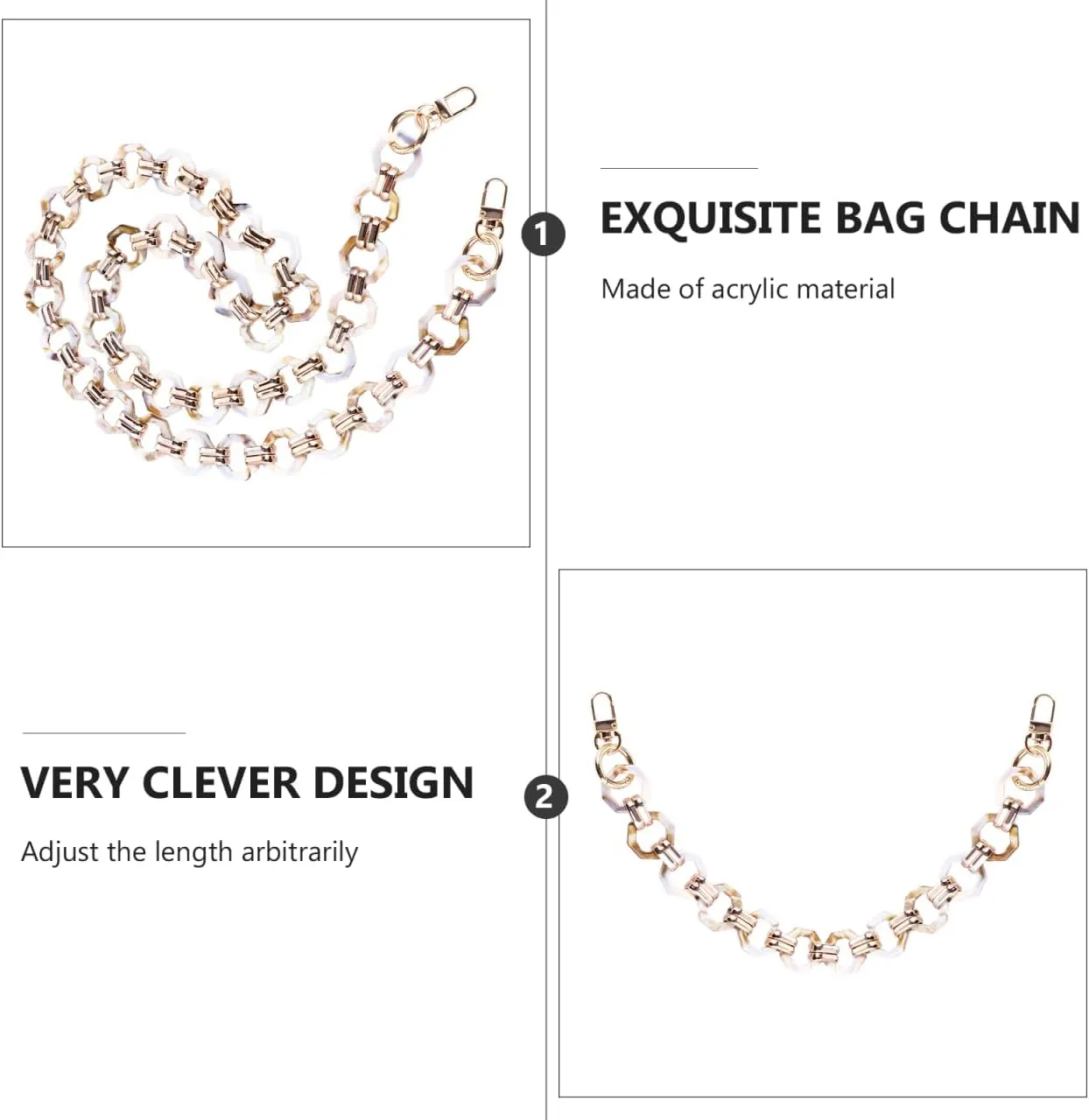 PRETYZOOM Bag Strap Handle Replacement Octagonal Buckle Resin Chain Fashionable Accessory for Handbag Shoulder Bag