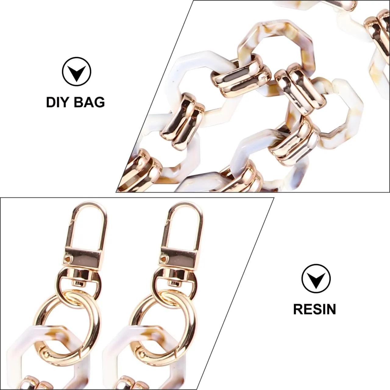 PRETYZOOM Bag Strap Handle Replacement Octagonal Buckle Resin Chain Fashionable Accessory for Handbag Shoulder Bag