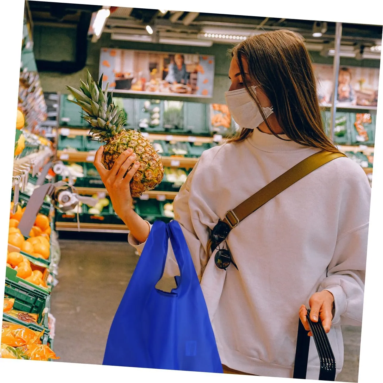 PRETYZOOM Folding Reusable Bag Shopping Bags Reusable Grocery Foldable Shopping Bag Large Beach Foldable Tote Bag