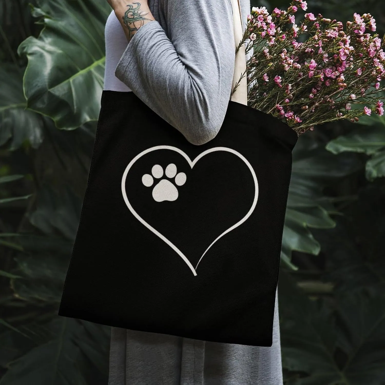 Printed Canvas Tote Bag for Women Men Extra Large Reusable Grocery Shopping Bags