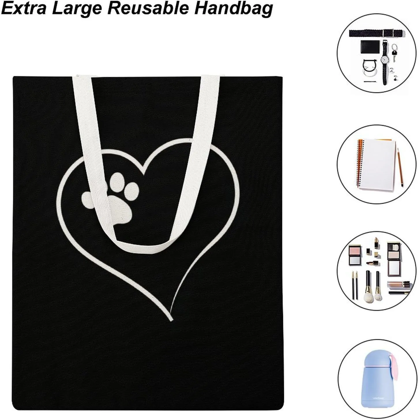Printed Canvas Tote Bag for Women Men Extra Large Reusable Grocery Shopping Bags