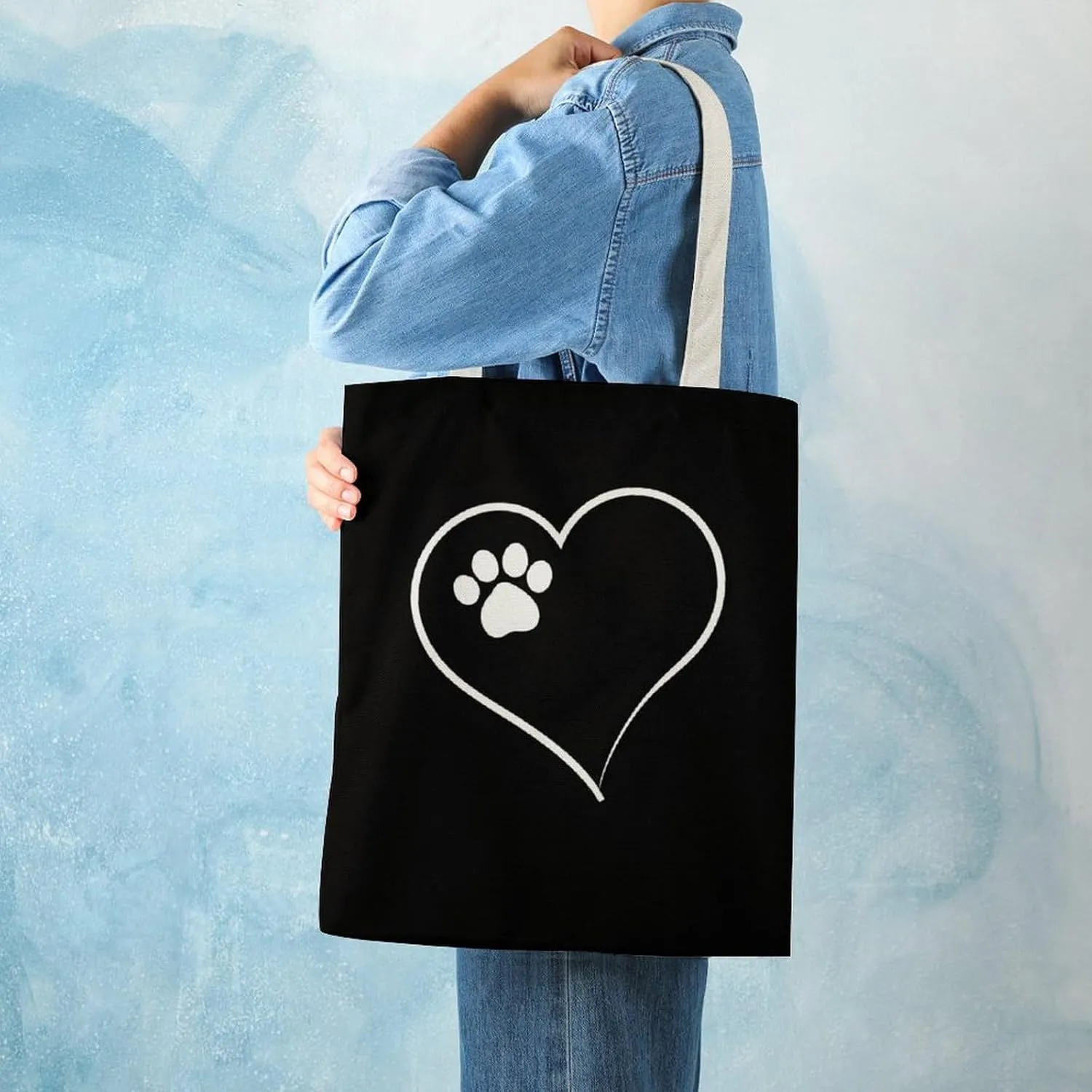 Printed Canvas Tote Bag for Women Men Extra Large Reusable Grocery Shopping Bags