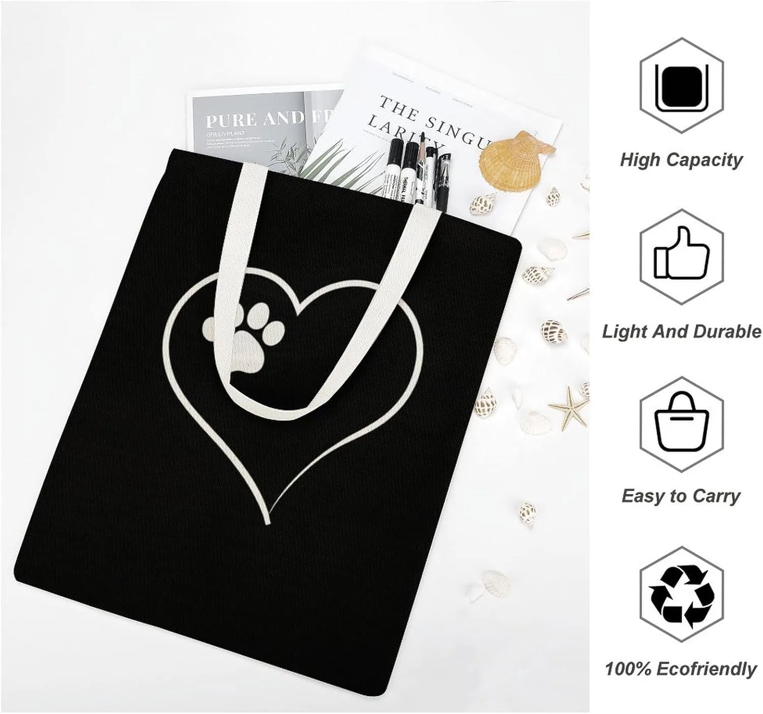 Printed Canvas Tote Bag for Women Men Extra Large Reusable Grocery Shopping Bags