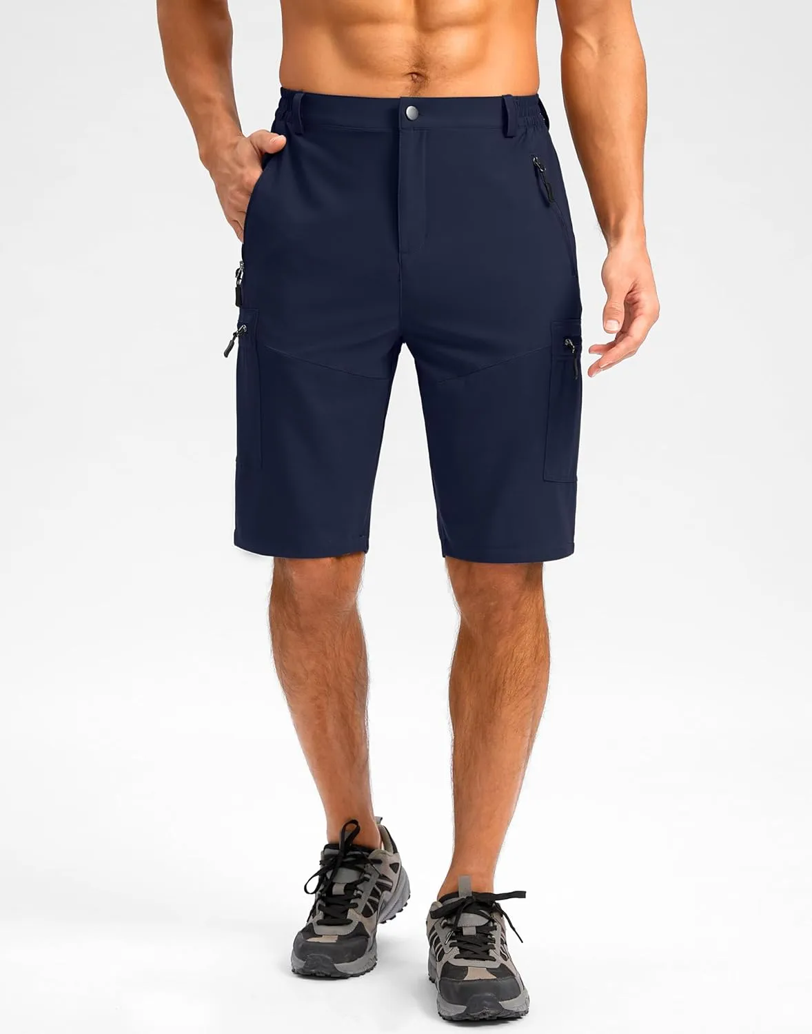 Pudolla Men's Hiking Shorts 11" Lightweight Cargo Work Shorts for Men Summer Travel Golf Casual Outdoor with 5 Pockets